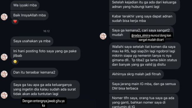 Tanggapan Nadya Almira (instagram)